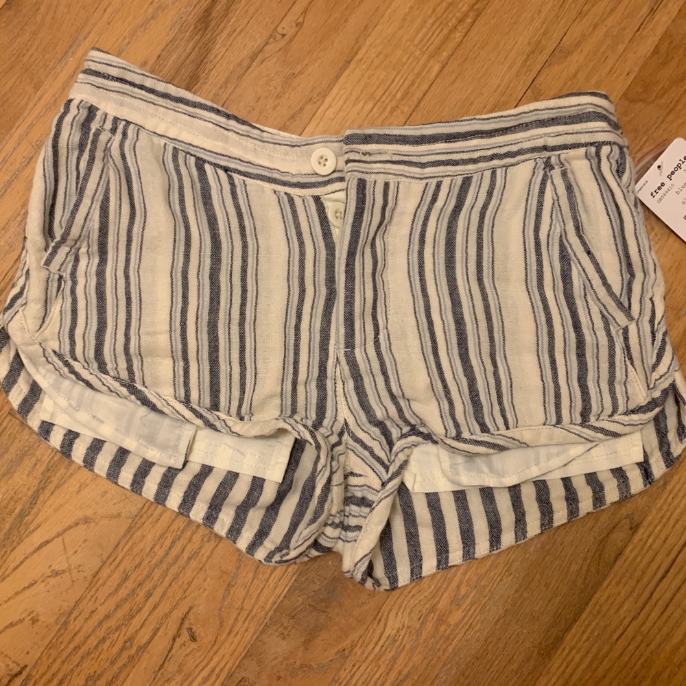Striped Blue and White Knit Shorts